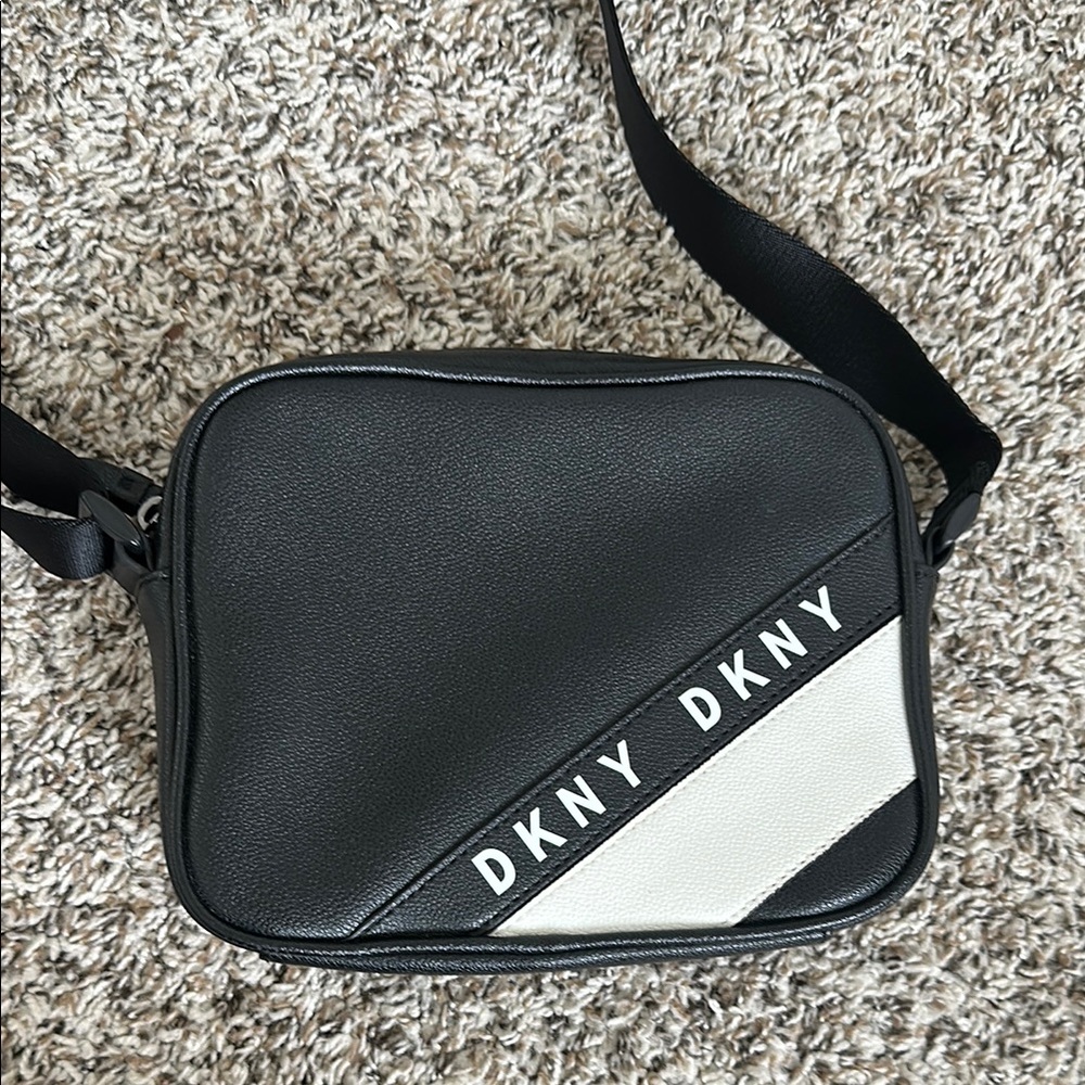 DKNY Black and White Messenger Bag Sleek Design